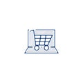 Online mobile shopping sign. online shopping isolated hand drawn pen style line icon Royalty Free Stock Photo