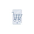 online mobile shopping line. online shopping isolated simple hand drawn pen style line icon Royalty Free Stock Photo