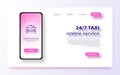 Online mobile taxi order service app concept. Taxi service application banner template.