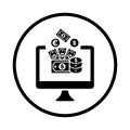 Online, money, earnings, dollar icon. Black vector sketch Royalty Free Stock Photo