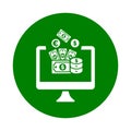 Online, money, earnings, dollar icon. Green vector sketch Royalty Free Stock Photo