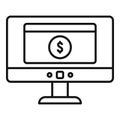 Online money transfer icon, outline style Royalty Free Stock Photo