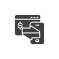 Online money transfer vector icon