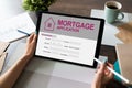 Online mortgage application on screen. Property loan. Business and financial concept.