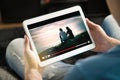 Online movie stream with mobile device. Royalty Free Stock Photo