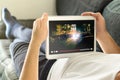 Online movie stream with mobile device. Royalty Free Stock Photo