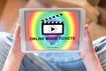 Online movie tickets buying concept on a tablet