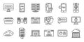 Online multi-factor authentication icons set, outline style