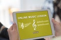 Online music lesson concept on a tablet Royalty Free Stock Photo