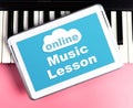 Online Music lesson on tablet screen