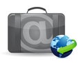 Online office business suitcase illustration