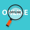 Online offline concept business analysis magnifying glass symbol