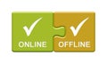Online and Offline in german language Puzzle Buttons Royalty Free Stock Photo
