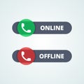 Online and offline status buttons.