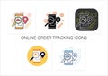 Online order tracking icons set