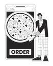 Online ordering food bw concept vector spot illustration Royalty Free Stock Photo