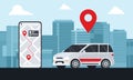 Online ordering taxi car, rent and sharing using service mobile application