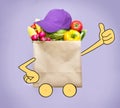 Online orders groceries delivery service.Internet supermarket.Fresh vegetables paper bag Royalty Free Stock Photo