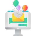 Online party invitation icon vector on white