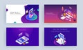 Online payment app in smartphone and computer, secure money transfer or money conversion from card to cash. Landing page design
