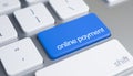 Online Payment on the Blue Keyboard Key. 3D. Royalty Free Stock Photo