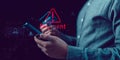 Online payment failure and warning alert concept showing mobile transaction errors, fintech security risks, digital finance Royalty Free Stock Photo