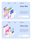 Online payment and financial bill. Deep web technology. Social media. Vector web site design template. Landing page