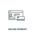 Online Payment icon thin line style. Symbol from online marketing icons collection. Outline online payment icon for web Royalty Free Stock Photo