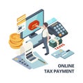 Online payment invoice. Tax bills accounting services vector isometric concept Royalty Free Stock Photo