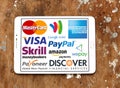 Online payment services and systems logos and vector