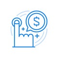 Online payment for services vector line icon. Mobile bill and credit technology.