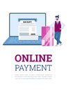 Online payment and virtual banking concept flat cartoon vector illustration. Royalty Free Stock Photo