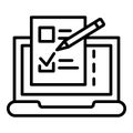 Online pencil check vote icon, outline style
