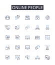 Online people line icons collection. Digital citizens, Internet users, Cyber populace, Web audience, Virtual community