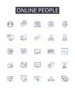 Online people line icons collection. Digital citizens, Internet users, Cyber populace, Web audience, Virtual community