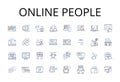 Online people line icons collection. Digital citizens, Internet users, Cyber populace, Web audience, Virtual community