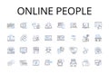 Online people line icons collection. Digital citizens, Internet users, Cyber populace, Web audience, Virtual community