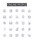 Online people line icons collection. Digital citizens, Internet users, Cyber populace, Web audience, Virtual community