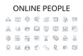 Online people line icons collection. Digital citizens, Internet users, Cyber populace, Web audience, Virtual community