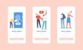 Online Petition Mobile App Page Onboard Screen Template. Tiny Characters near Huge Smartphone Yell to Megaphone