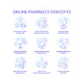 Online pharmacy concept icons set Royalty Free Stock Photo