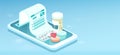 Online pharmacy and drug prescription concept. Vector of a smart phone with app to fulfil prescription medicine Royalty Free Stock Photo