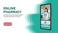 Online pharmacy flat illustration. Medicine ordering mobile app. Royalty Free Stock Photo