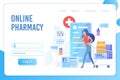 Online pharmacy flat vector landing page template