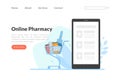 Online Pharmacy Landing Page, Drugstore, Pharmacy Web Page, Mobile App, Homepage Vector Illustration