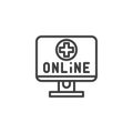 Online pharmacy line icon