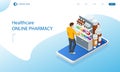 Online pharmacy and medicine with a medical app. Buying medicines online. Mobile service or app for purchasing medicines Royalty Free Stock Photo