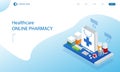 Online pharmacy and medicine with a medical app. Buying medicines online. Mobile service or app for purchasing medicines Royalty Free Stock Photo
