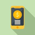 Online phone money icon flat vector. Smart app