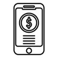 Online phone money icon flat vector. Smart app